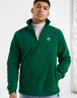 фото Зеленый флисовый свитшот на молнии 1/4 adidas originals