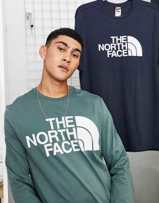 фото Зеленый лонгслив the north face standard-зеленый цвет