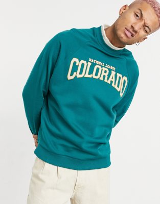 фото Зеленый oversized-свитшот с принтом "colorado" asos design-зеленый цвет