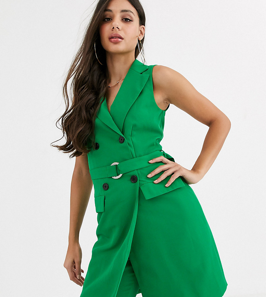фото Зеленый пиджак без рукавов с поясом от комплекта missguided tall