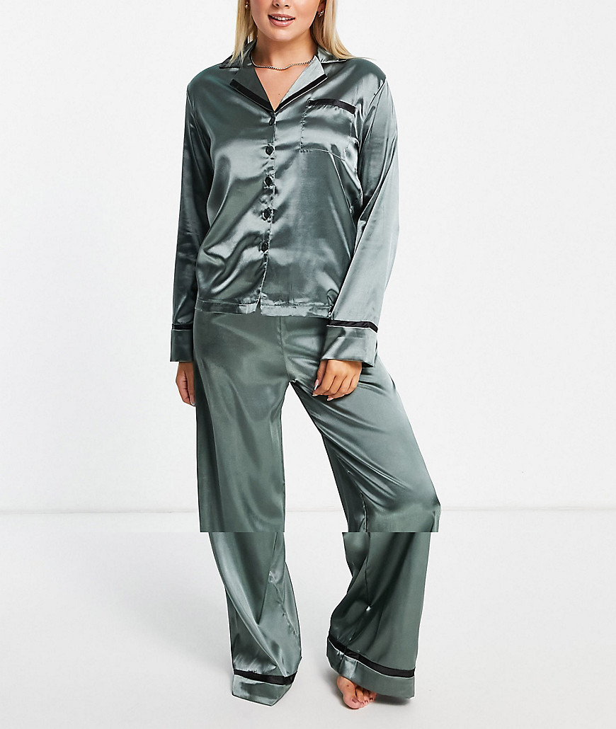 фото Зеленый пижамный комплект с отложным воротником night-зеленый цвет