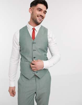  Зеленый приталенный жилет ASOS DESIGN wedding-Зеленый цвет