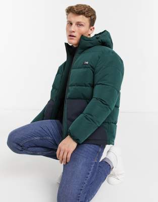 фото Зеленый пуховик с капюшоном jack & jones core-зеленый цвет