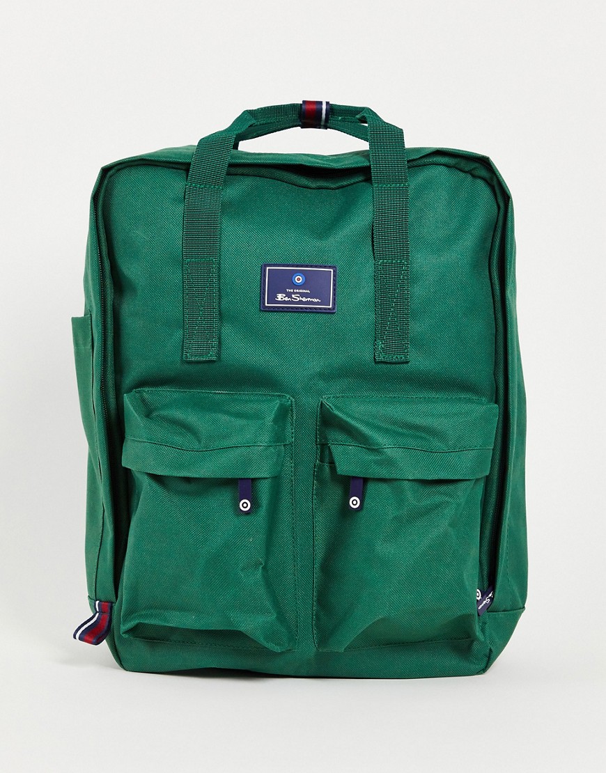 фото Зеленый рюкзак с двумя карманами и ручкой сверху ben sherman-зеленый цвет