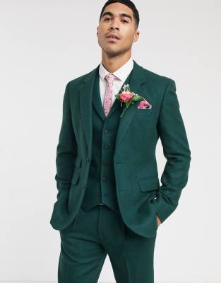 фото Зеленый узкий фактурный пиджак с добавлением шерсти asos design wedding