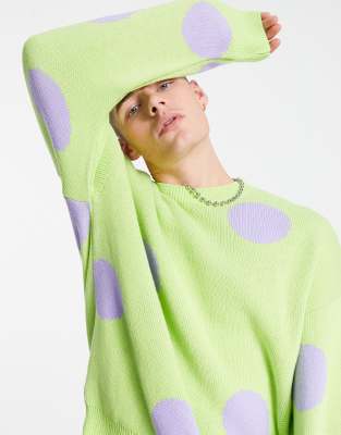  Зеленый вязаный джемпер в горошек ASOS DESIGN-Зеленый цвет