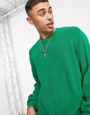  Зеленый вязаный джемпер в рубчик в стиле oversized ASOS DESIGN-Зеленый цвет