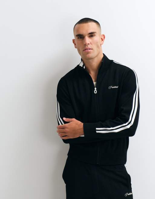 Prohibited varsity knit jacket and straight fit joggers co-ord, 2 z 3