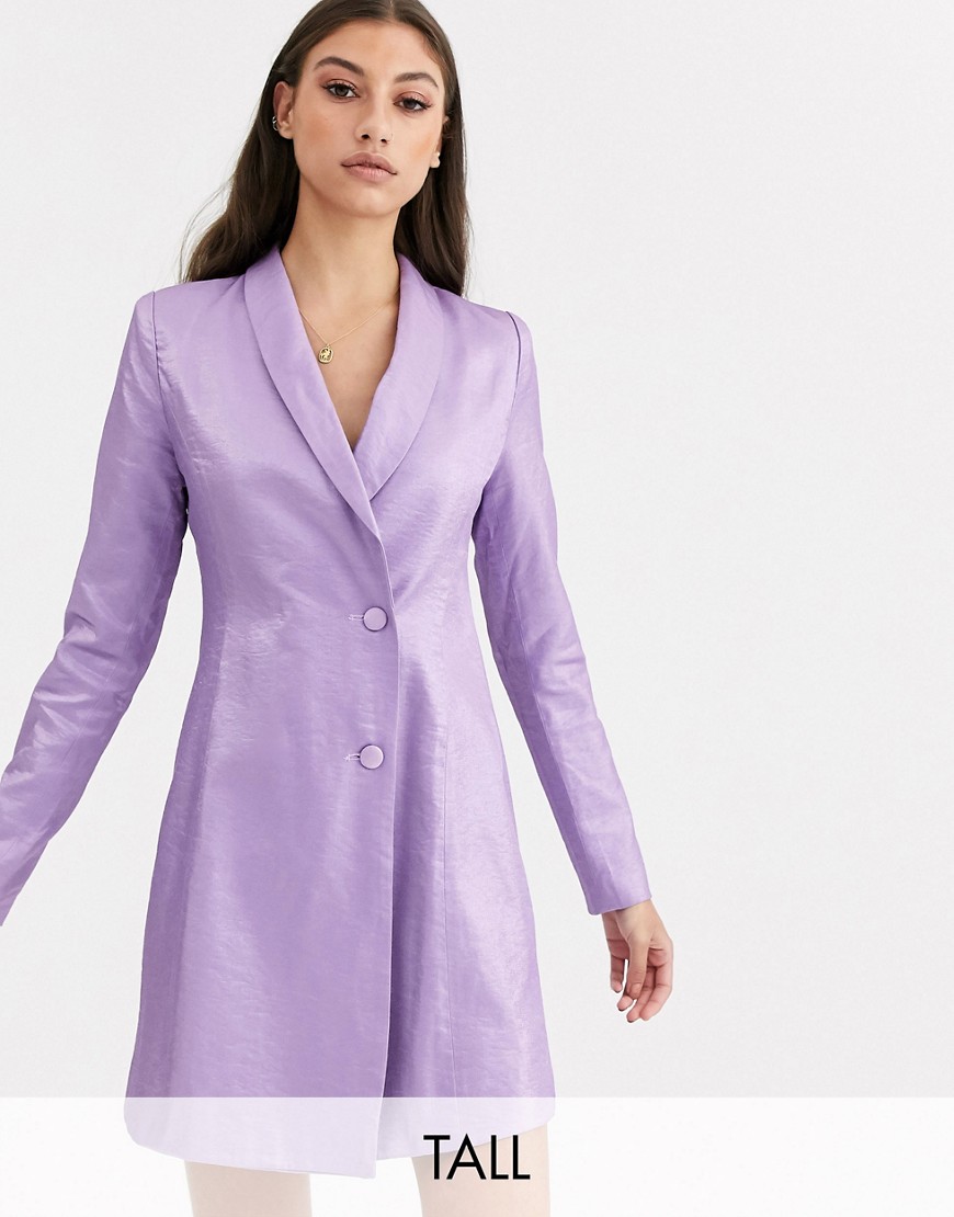 фото Жаккардовое платье-пиджак с эффектом металлик fashion union tall-фиолетовый