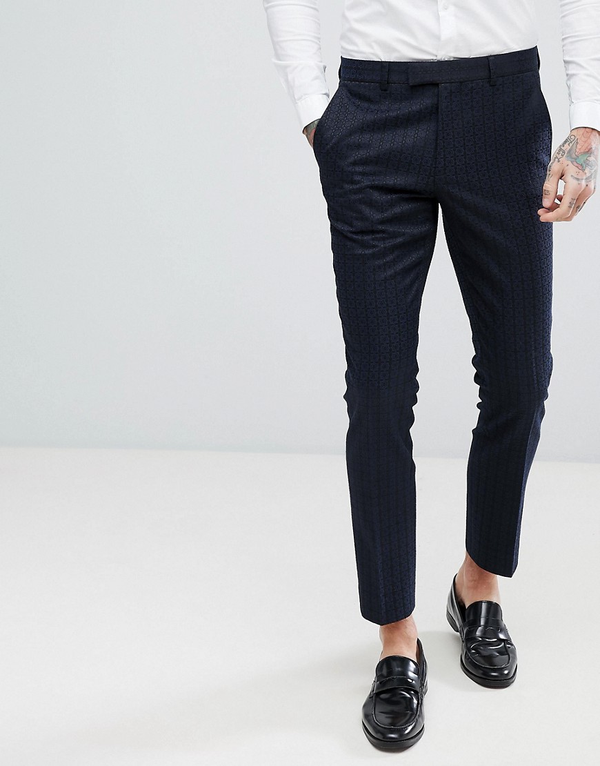 фото Жаккардовые брюки скинни harry brown-темно-синий