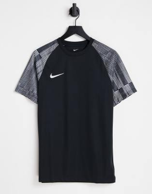 фото Желтая футболка с контрастными рукавами nike football academy {0} dri-fit-черный