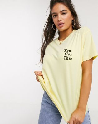 фото Желтая футболка с надписью "you got this" asos design-желтый