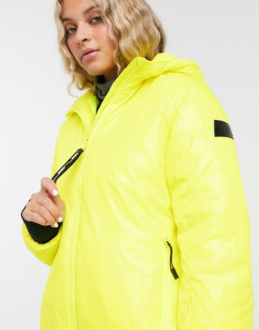 фото Желтая лыжная куртка с капюшоном asos 4505-желтый
