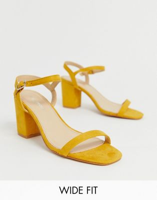фото Желтые босоножки на блочном каблуке glamorous wide fit-желтый