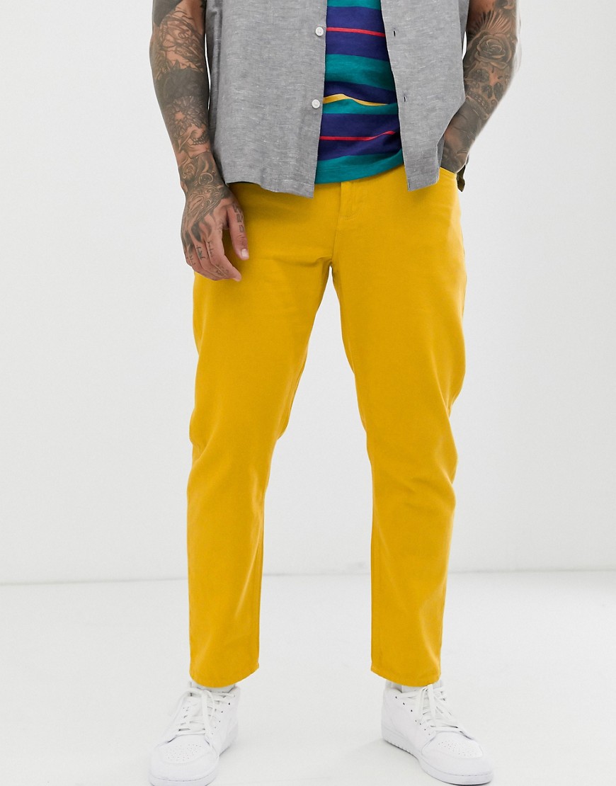 фото Желтые джинсы классического кроя из жесткого материала asos design-желтый