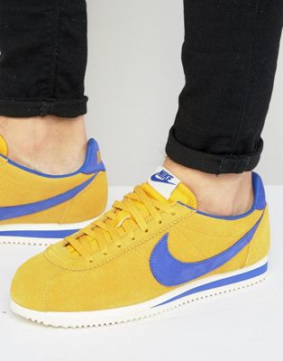 nike cortez yellow and blue