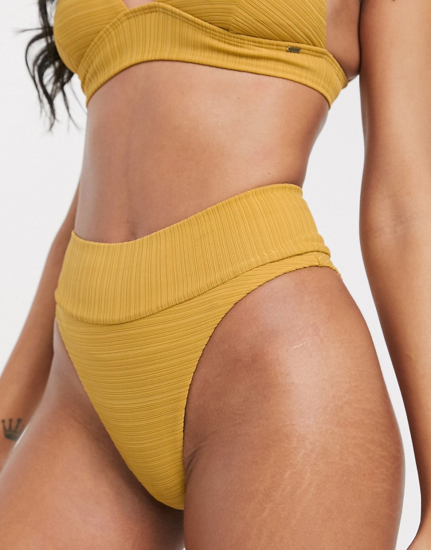 фото Желтые плавки бикини в рубчик с завышенной талией rip curl premium surf-желтый ripcurl