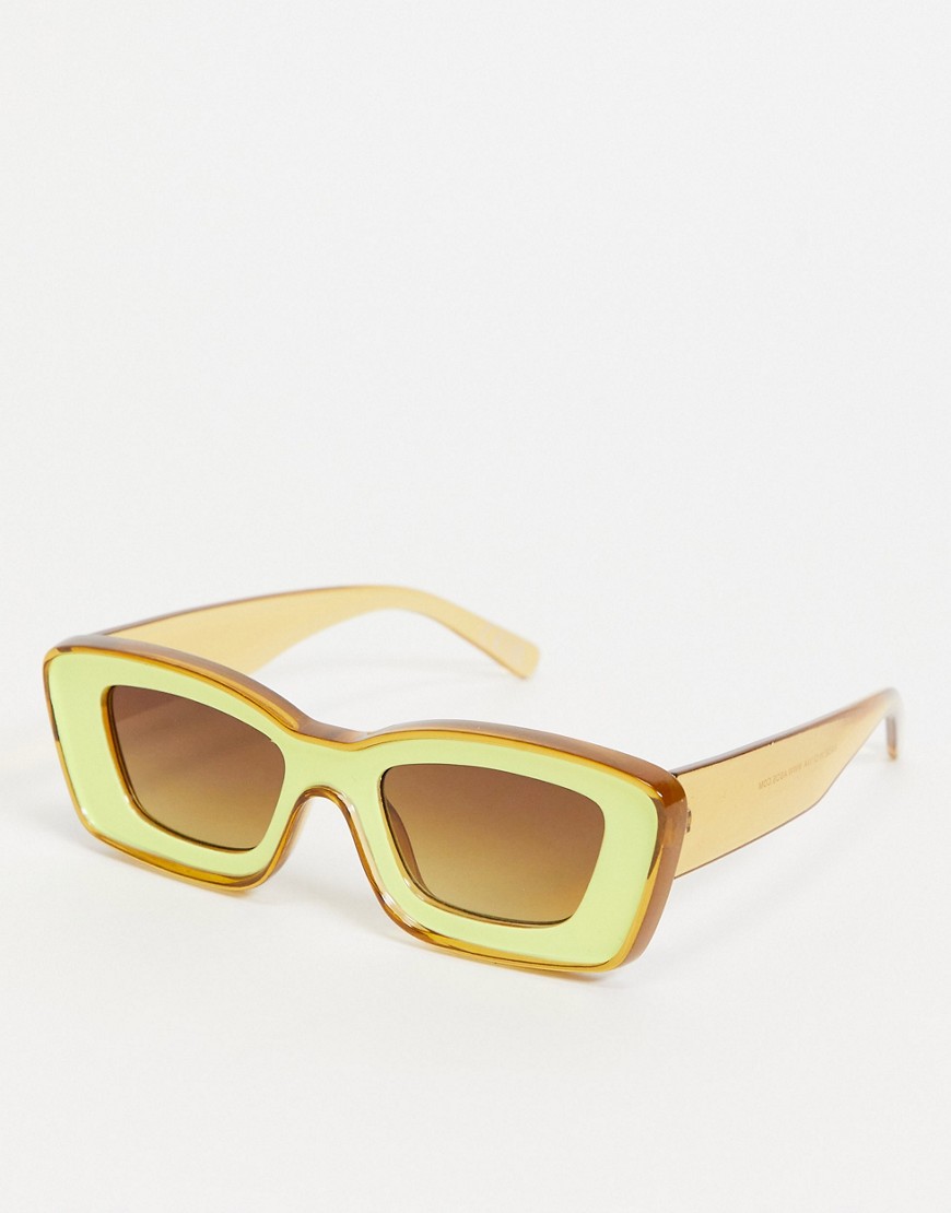 фото Желтые солнцезащитные очки в массивной скошенной прямоугольной оправе asos design-желтый