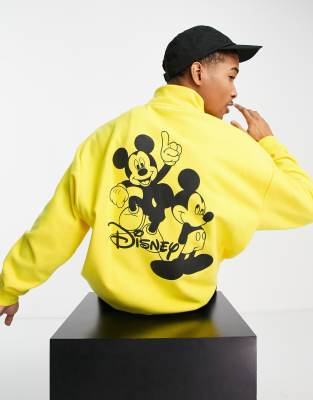 фото Желтый флисовый свитшот с принтом микки мауса disney asos design