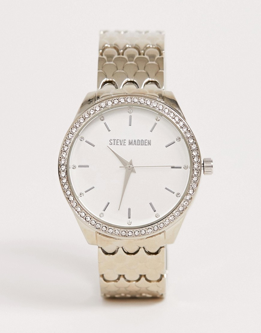 фото Женские часы-браслет с белым циферблатом steve madden-серебряный