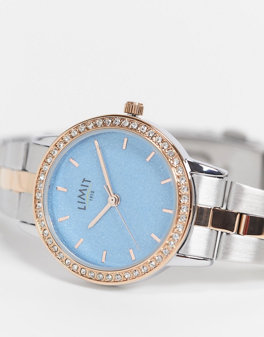 фото Женские часы с металлическим браслетом разных цветов и голубым циферблатом limit-многоцветный