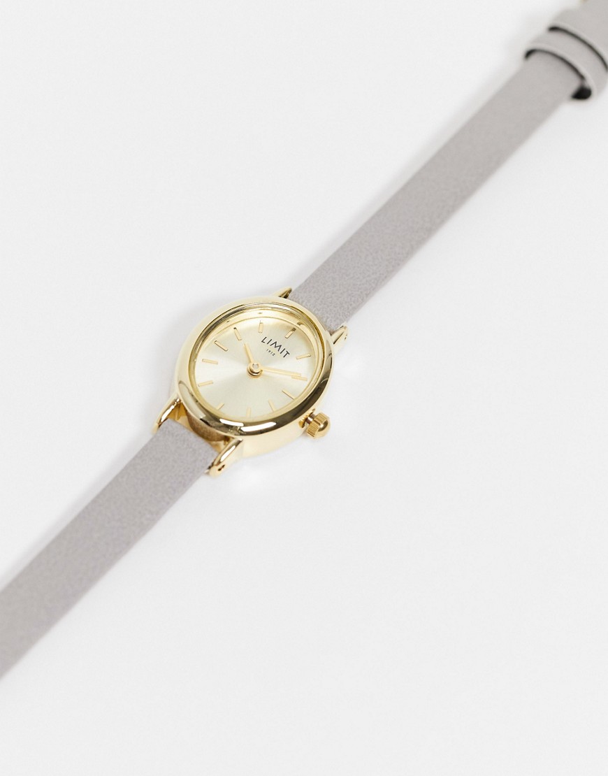 фото Женские часы с серым ремешком из искусственной кожи и овальным циферблатом limit-серый