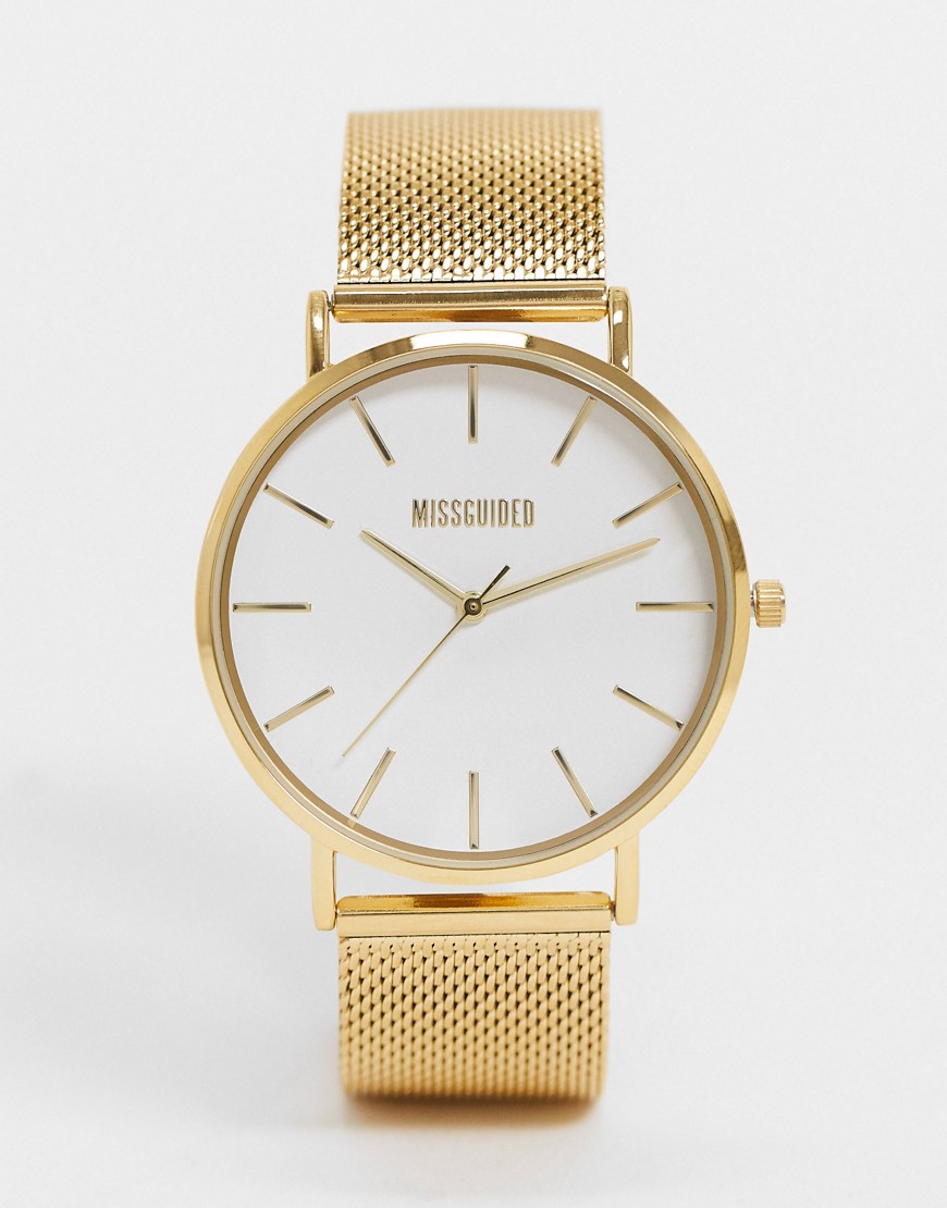 фото Женские часы с сетчатым браслетом missguided mg016gm-золотой