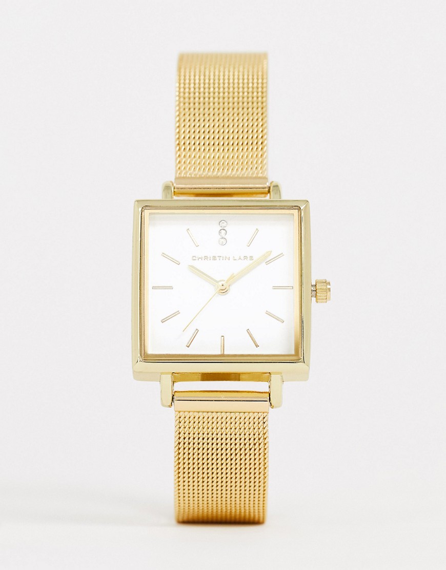 фото Женские часы с золотистым сетчатым ремешком christian lars-золотой christin lars
