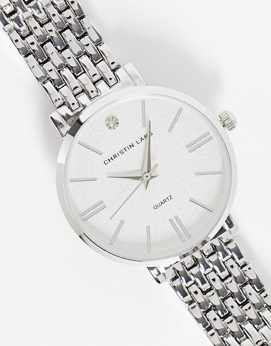 фото Женские серебристые часы с металлическом браслетом christian lars-серебристый christin lars