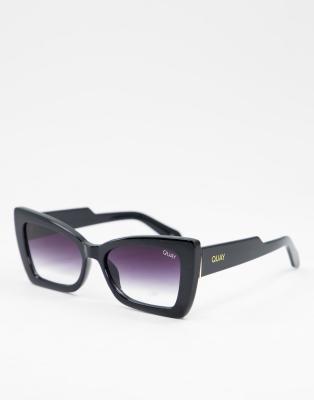   Asos Женские солнцезащитные очки в черной оправе «кошачий глаз» Quay Moody-Черный цвет