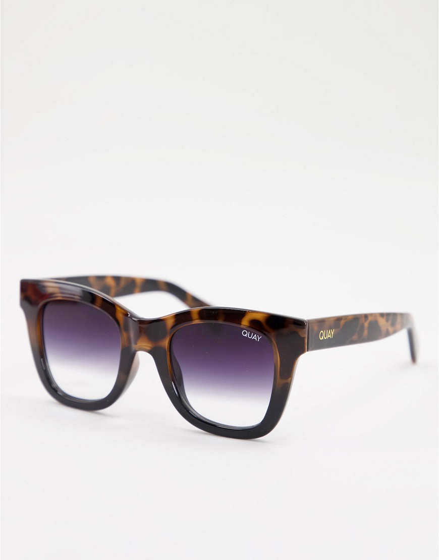 фото Женские солнцезащитные очки в квадратной черепаховой оправе quay after hours-коричневый цвет quay australia