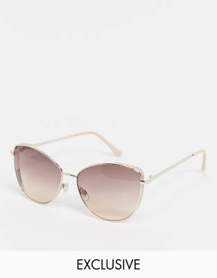  Женские солнцезащитные oversized-очки «кошачий глаз» в бежевой оправе Jeepers Peepers – эксклюзивно для ASOS-Светло-бежевый