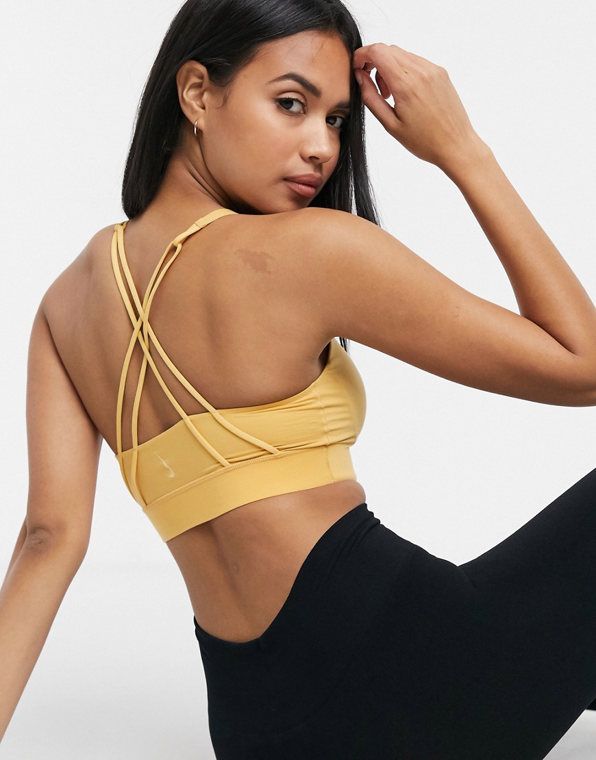 Женский бюстгальтер с логотипом Nike Training-Желтый