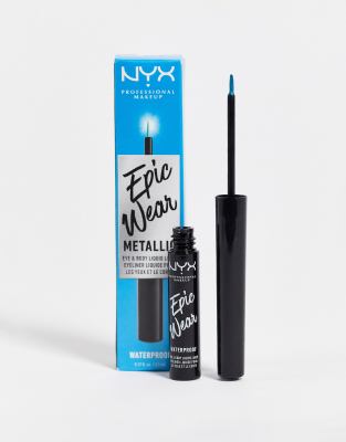 фото Жидкая подводка с эффектом металлик nyx professional makeup epic wear – teal metal-голубой