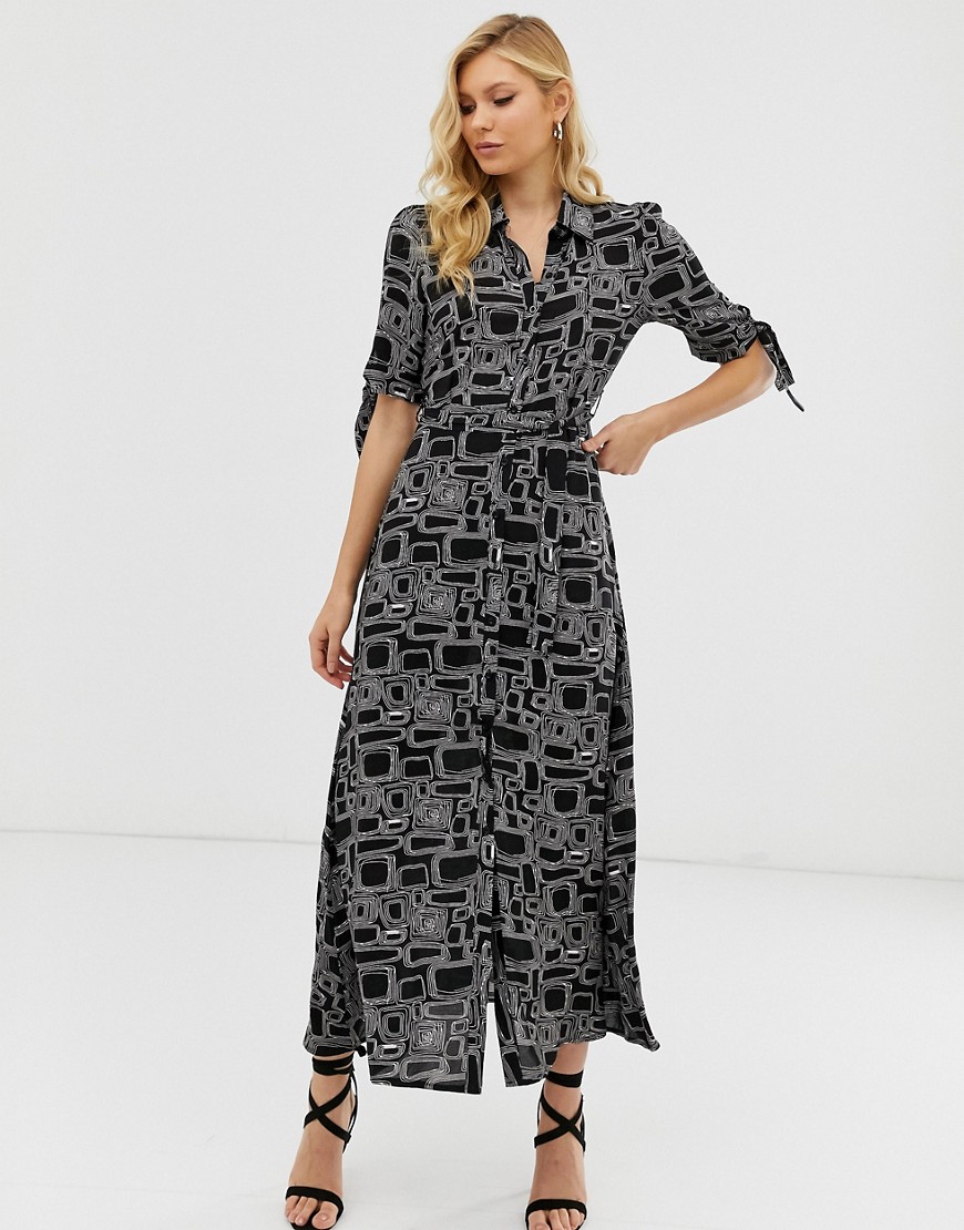 Zibi London – Skjortklänning i maximodell med grafiskt mönster-Svart