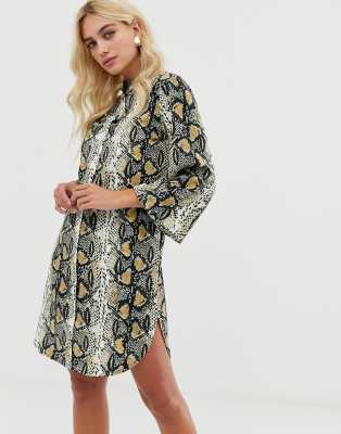 snake print shirt dress