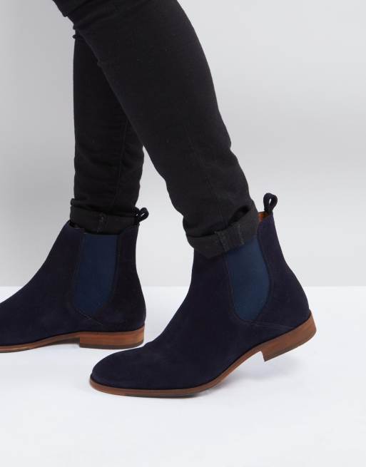Zign - Bottines Chelsea en daim - Bleu marine | ASOS