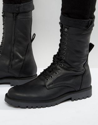 Zign Leather Military Lace Up Boots | ASOS