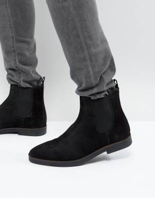 Zign Suede Chelsea Boots In Black