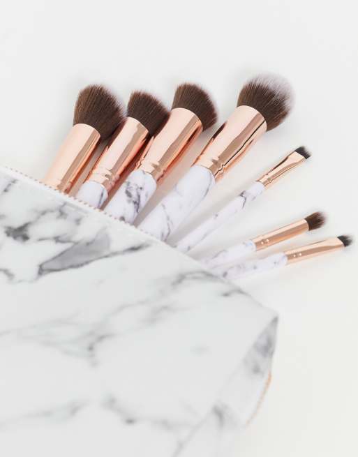 Zoe Ayla - 7-delige make-up kwastenset met veganvriendelijk imitatieleren hoesje - GOUD