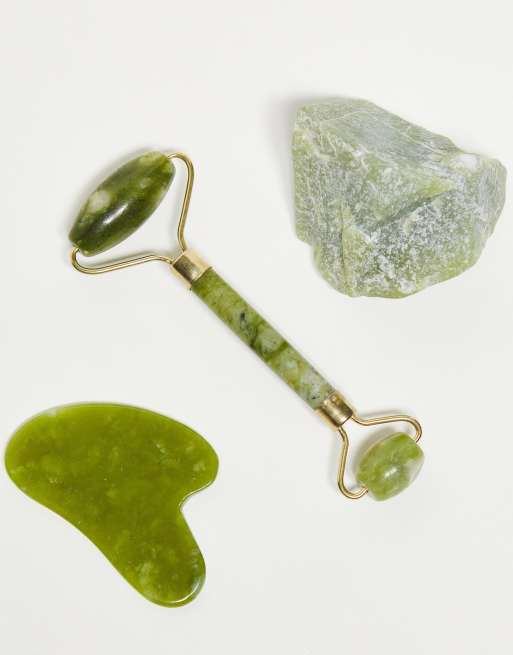 Zoe Ayla - Coffret d'accessoires de soin pour le visage : Gua Sha, rouleau de massage et pierre brute, 2 de 4
