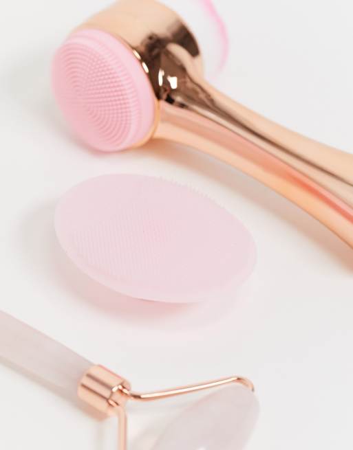 Zoe Ayla Facial Cleaner Facial Brush and Rose Quartz Roller Set ASOS
