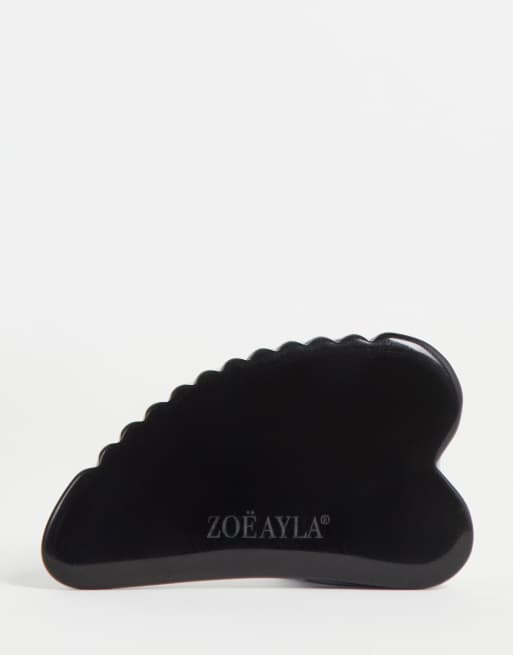 Zoe Ayla - Gua sha-massagesteen van obsidiaan met tanden in zwart 