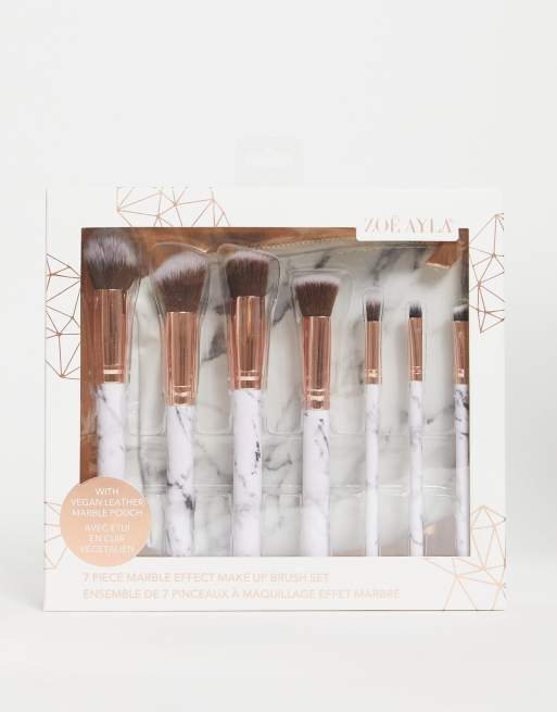 Zoe Ayla - Lot de 7 pinceaux de maquillage avec étui en similicuir - Doré, 3 de 4