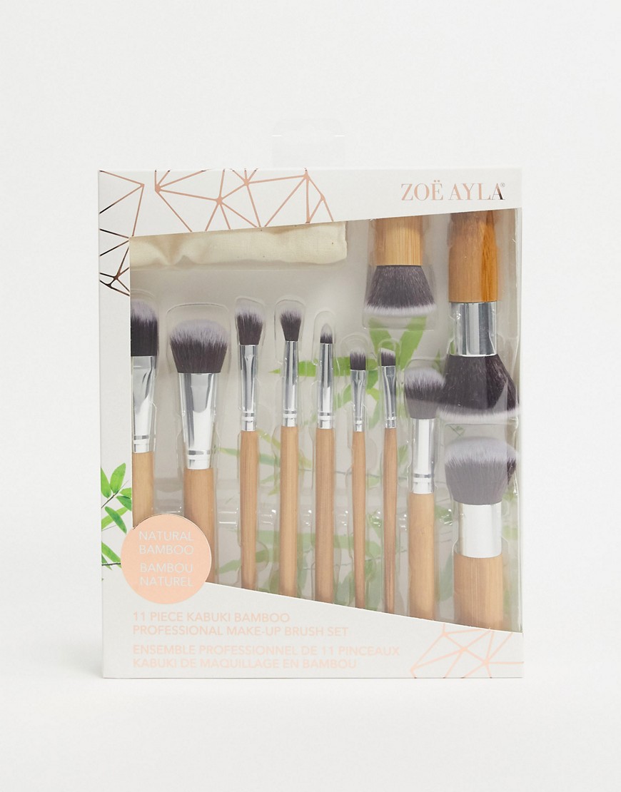 Zoe Ayla - Set da 11 pennelli per make-up ecologici professionali in bambù-Multicolore