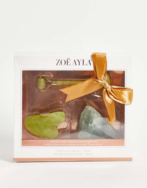 Zoe Ayla - Sæt med redskaber til hudpleje: Gua sha, rulle og rå sten, gavesæt - NOC