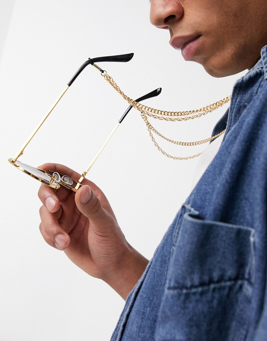 фото Золотистая двойная цепочка для солнцезащитных очков asos design-золотой