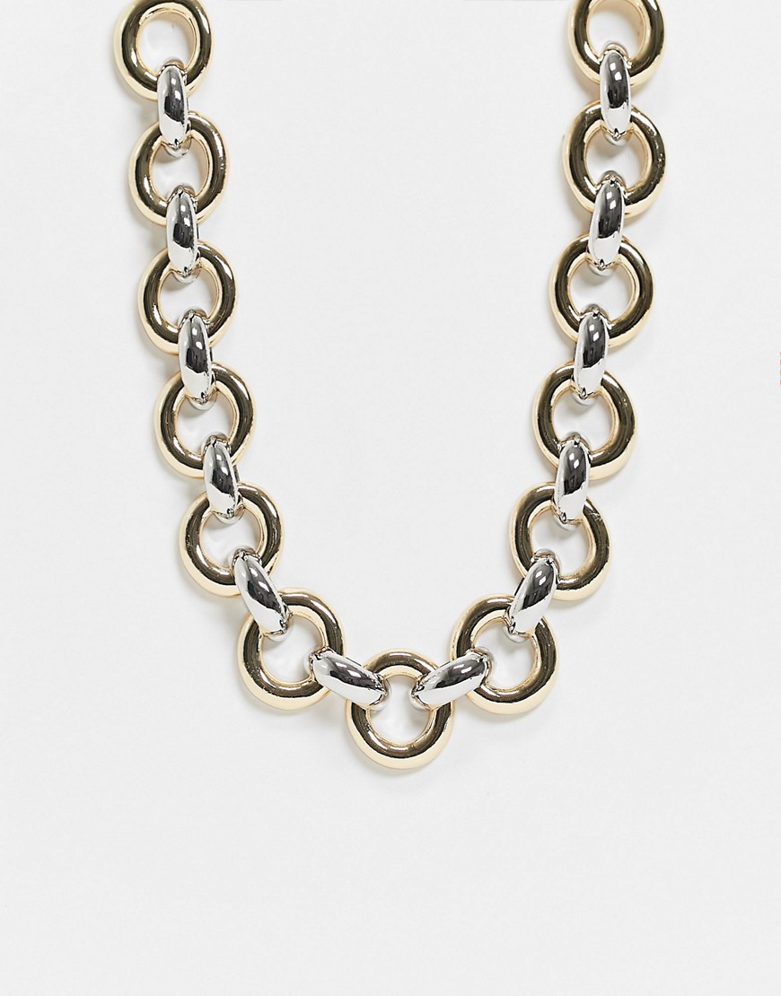  Золотисто-серебристое ожерелье с круглыми звеньями ASOS DESIGN-Многоцветный