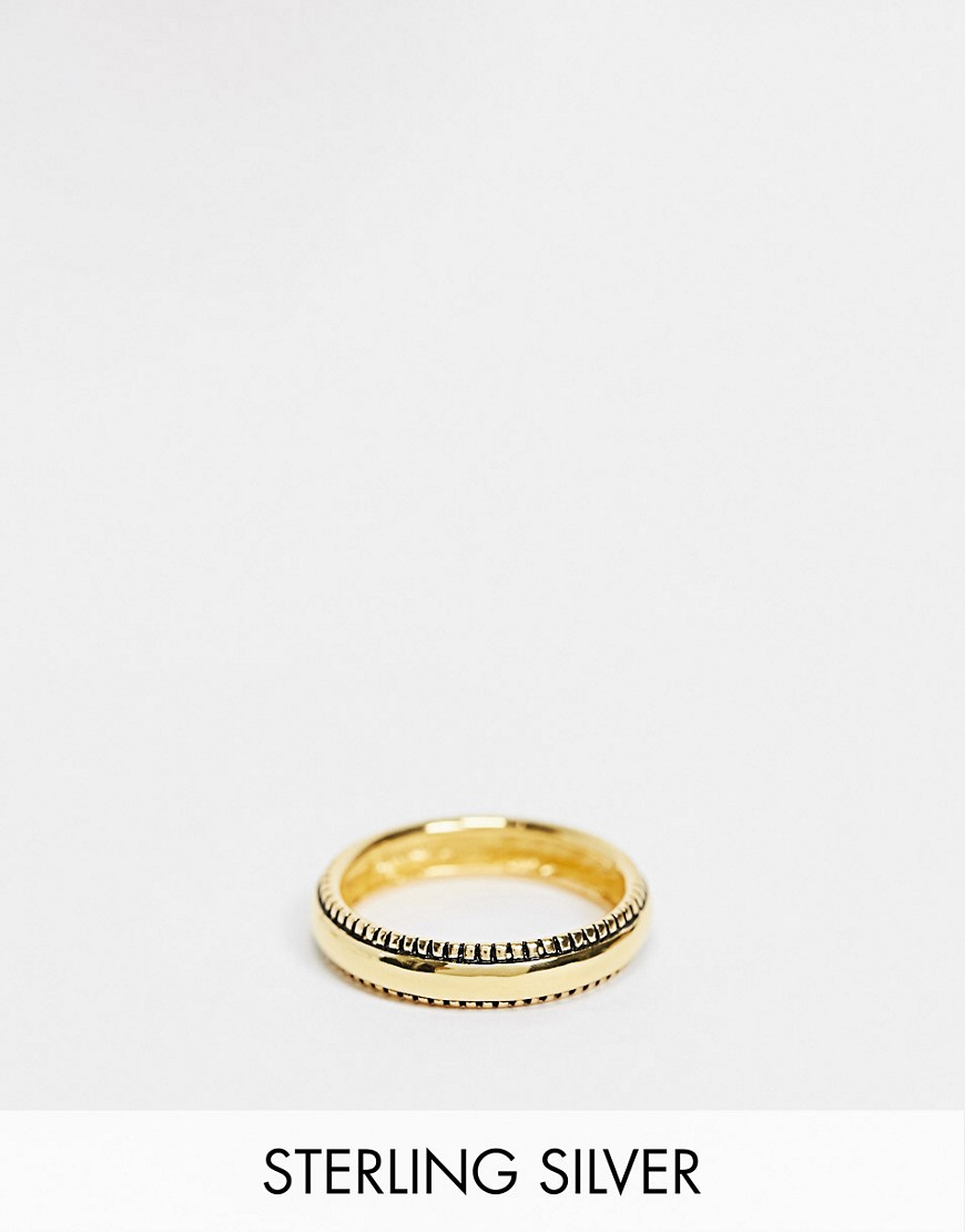 фото Золотистое кольцо из стерлингового серебра с фактурной отделкой asos design-золотистый
