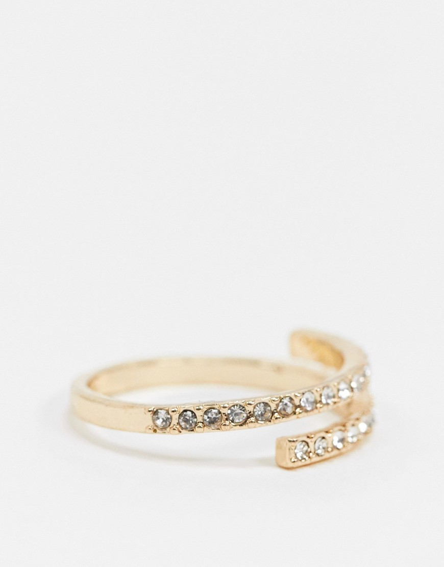 фото Золотистое кольцо на большой палец со стразами asos design-золотистый